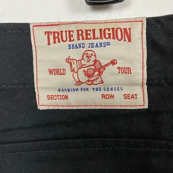 True Religion Women's Jet Black Embroidered Logo Cargo Pants Size 27 MSRP $139 - Picture 11 of 16